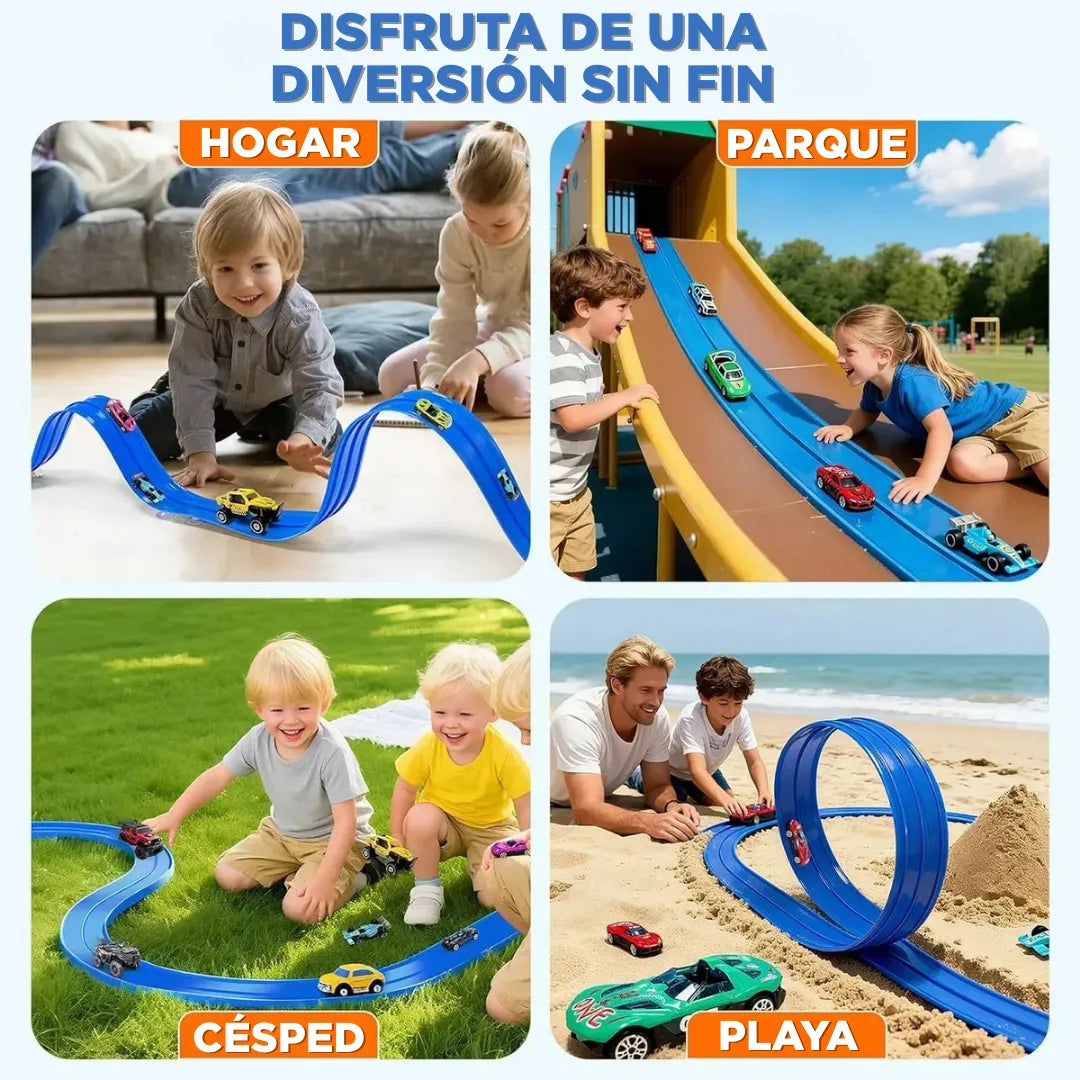 MagicTrack™ Pista de Carreras Flexible INCLUYE 4 MINI CARROS UPSELL