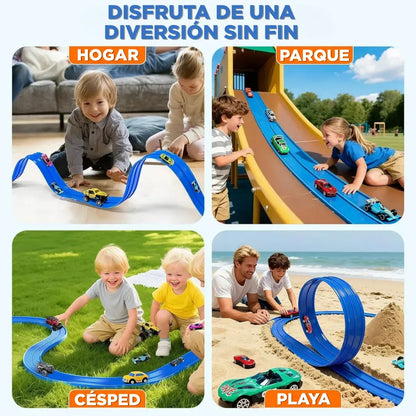 MagicTrack™ Pista de Carreras Flexible INCLUYE 4 MINI CARROS UPSELL