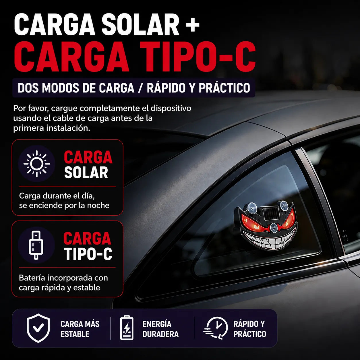 DevilEye Solar™ Luz de Advertencia con Panel Solar para carro🚨🚗