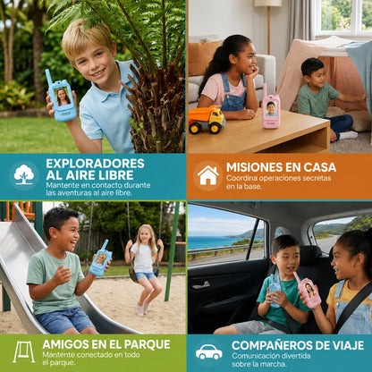 KidCam Talkies™ Paquete de 2 Walkie-Talkies con Vídeo y Pantalla HD📱👨‍👩‍👧‍👦