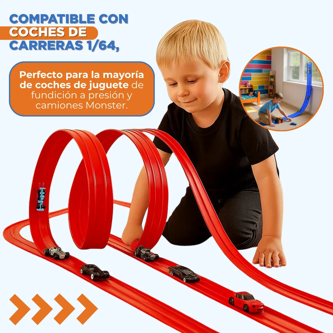 MagicTrack™ Pista de Carreras Flexible INCLUYE 4 MINI CARROS UPSELL