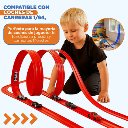 MagicTrack™ Pista de Carreras Flexible INCLUYE 4 MINI CARROS UPSELL