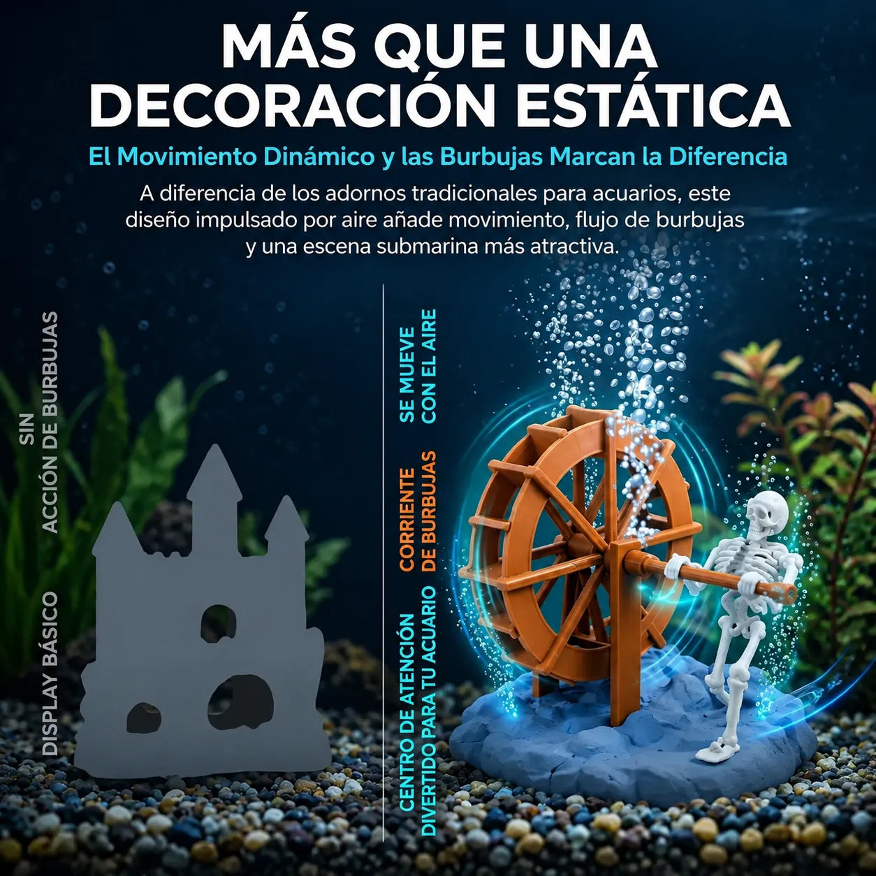 AquaSkeleton™ Esqueleto Dinámico para Acuario (INCLUYE Bomba de aire) 🩻🫧