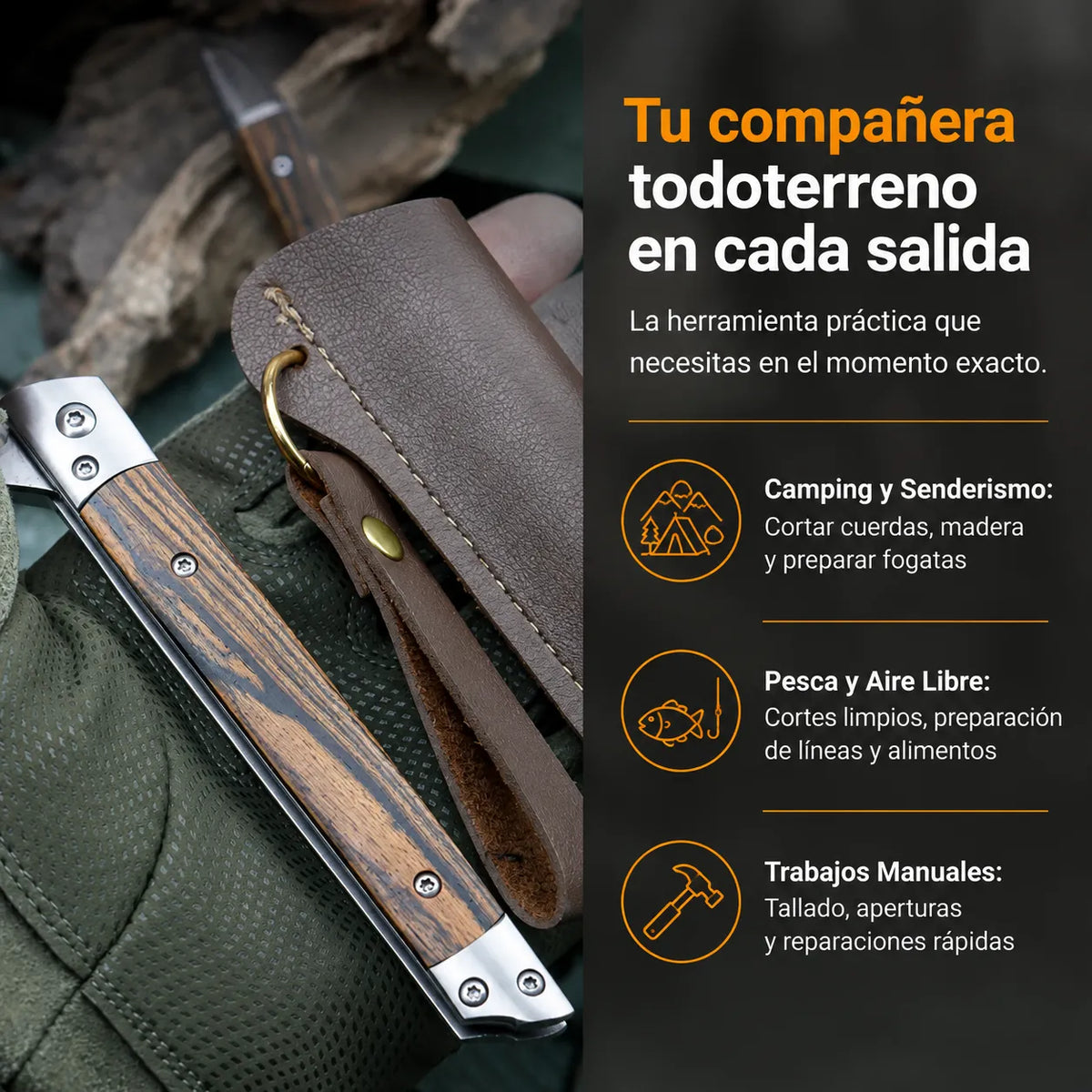 TitanSharpro™ Navaja plegable Mango de Madera UPSELL