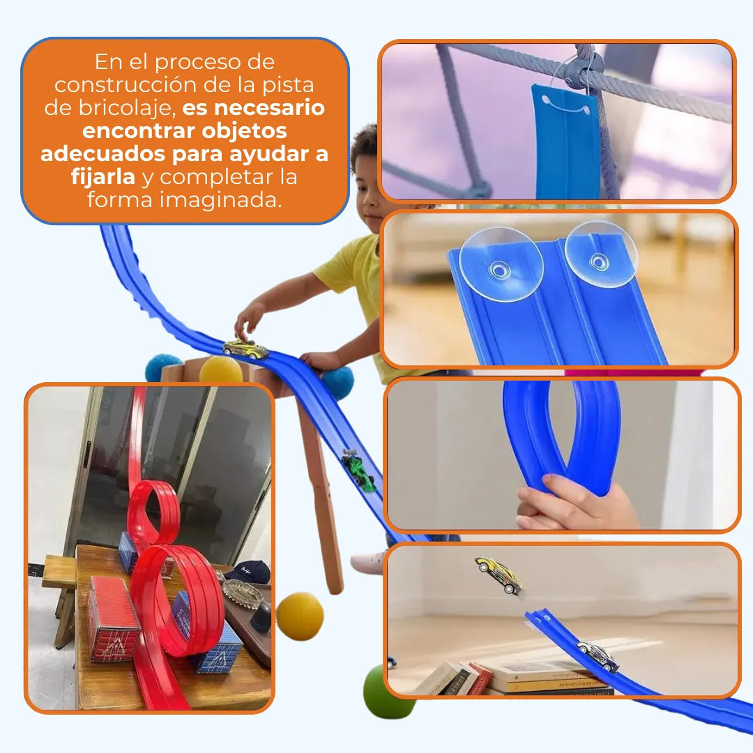 MagicTrack™ Pista de Carreras Flexible INCLUYE 4 MINI CARROS UPSELL