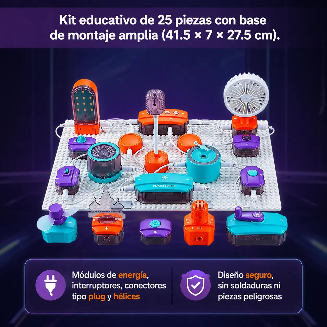 ⚡ElectronBlocks Pro™ Kit Circuitos Eléctricos Set 25 Piezas🧠