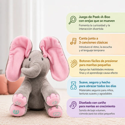 🐘 PeekABoo Elephant™ Peluche Interactivo con Movimiento🎵✨