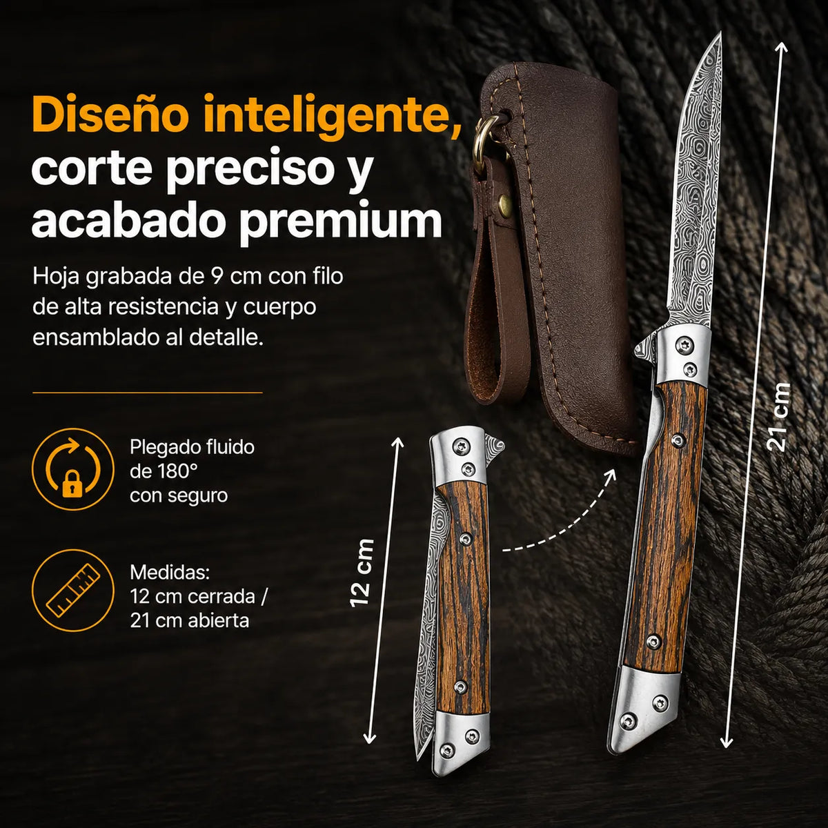 TitanSharpro™ Navaja plegable Mango de Madera UPSELL