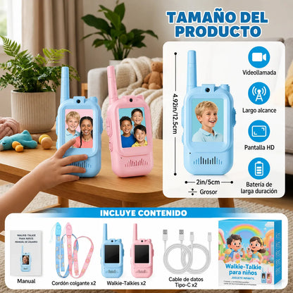 KidCam Talkies™ Paquete de 2 Walkie-Talkies con Vídeo y Pantalla HD📱👨‍👩‍👧‍👦