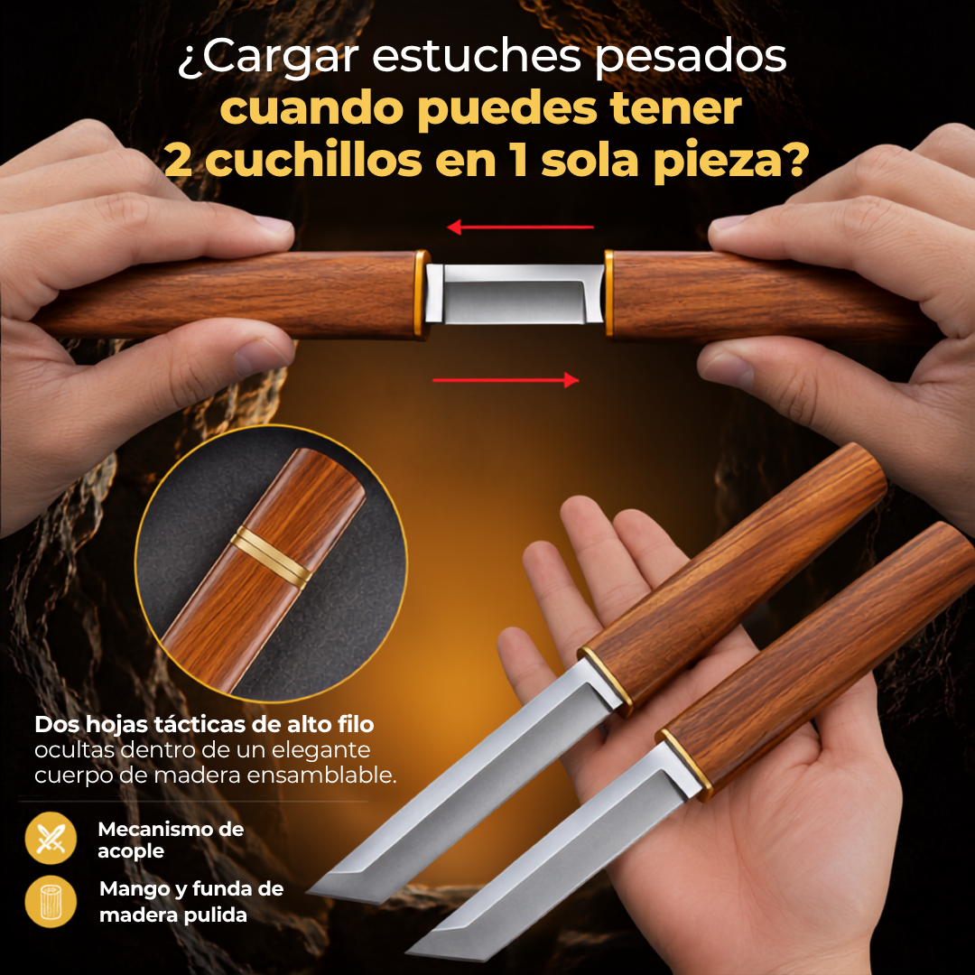 DualEdgepro™ Juego de Cuchillos Dobles 2 en 1 con Mango de Madera🗡️