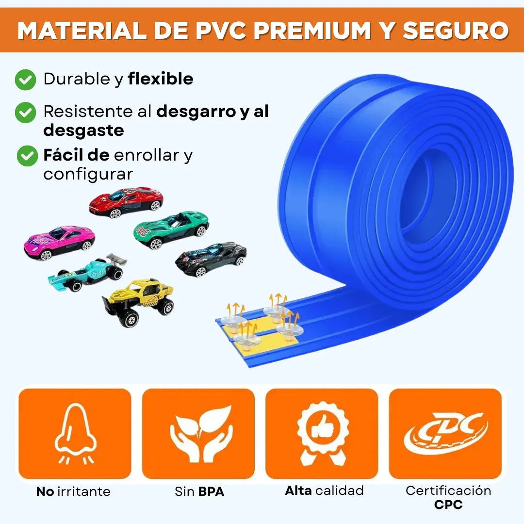 MagicTrack™ Pista de Carreras Flexible INCLUYE 4 MINI CARROS UPSELL
