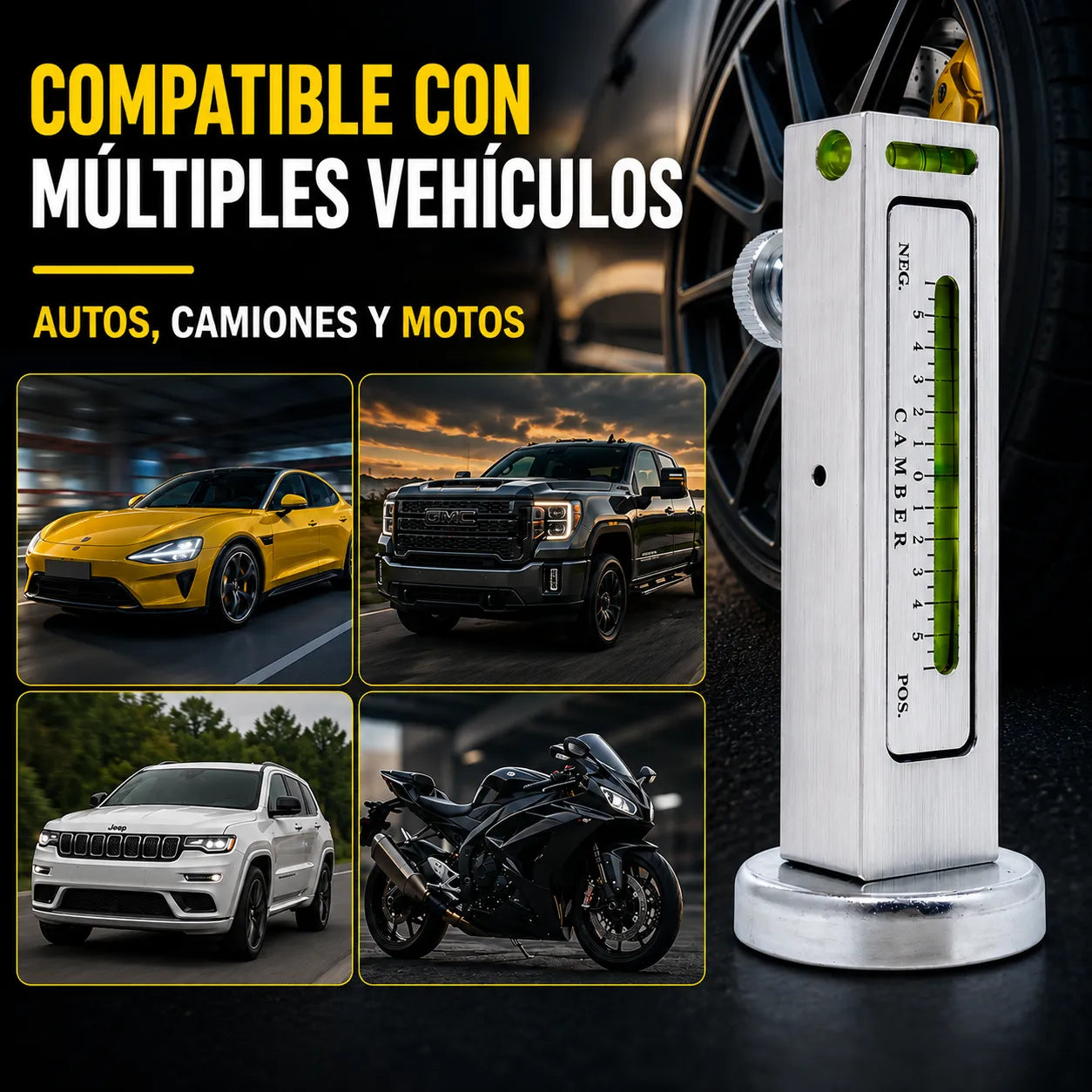 🧲 CamberGauge Pro™ Nivel Magnético para Alineación de Ruedas 🚗✨
