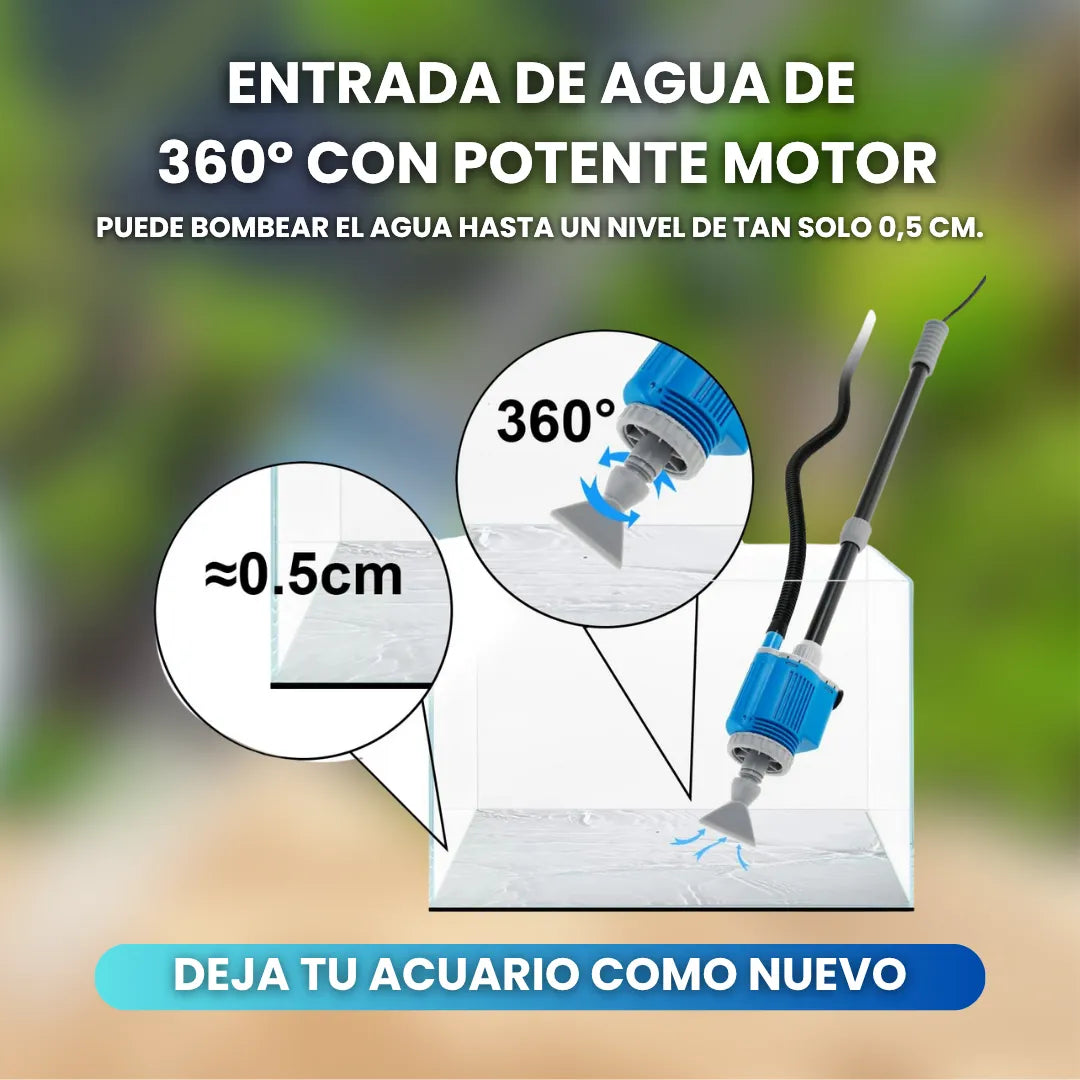AquaClean™ Limpiador eléctrico de grava para acuario con filtro