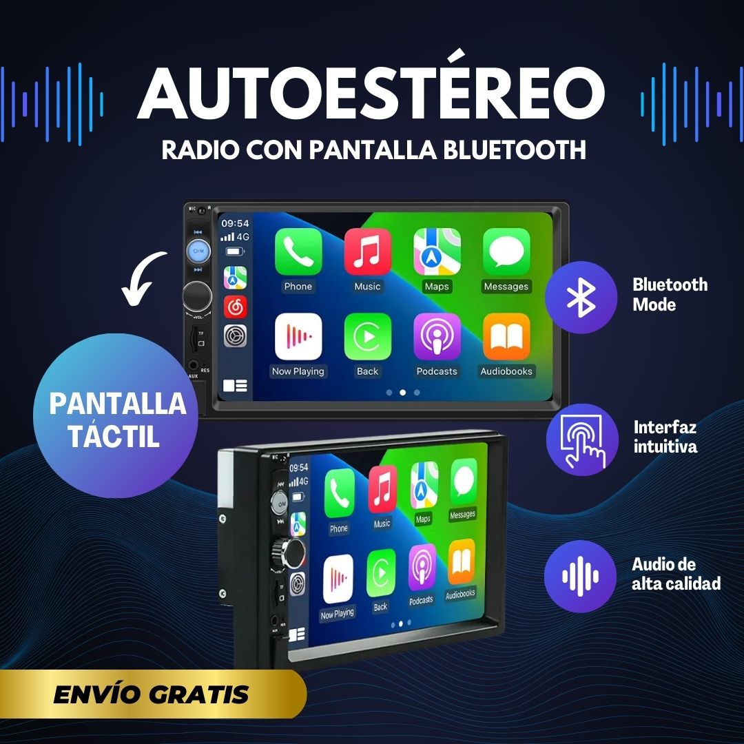 Autoestéreo Radio con Pantalla Bluetooth
