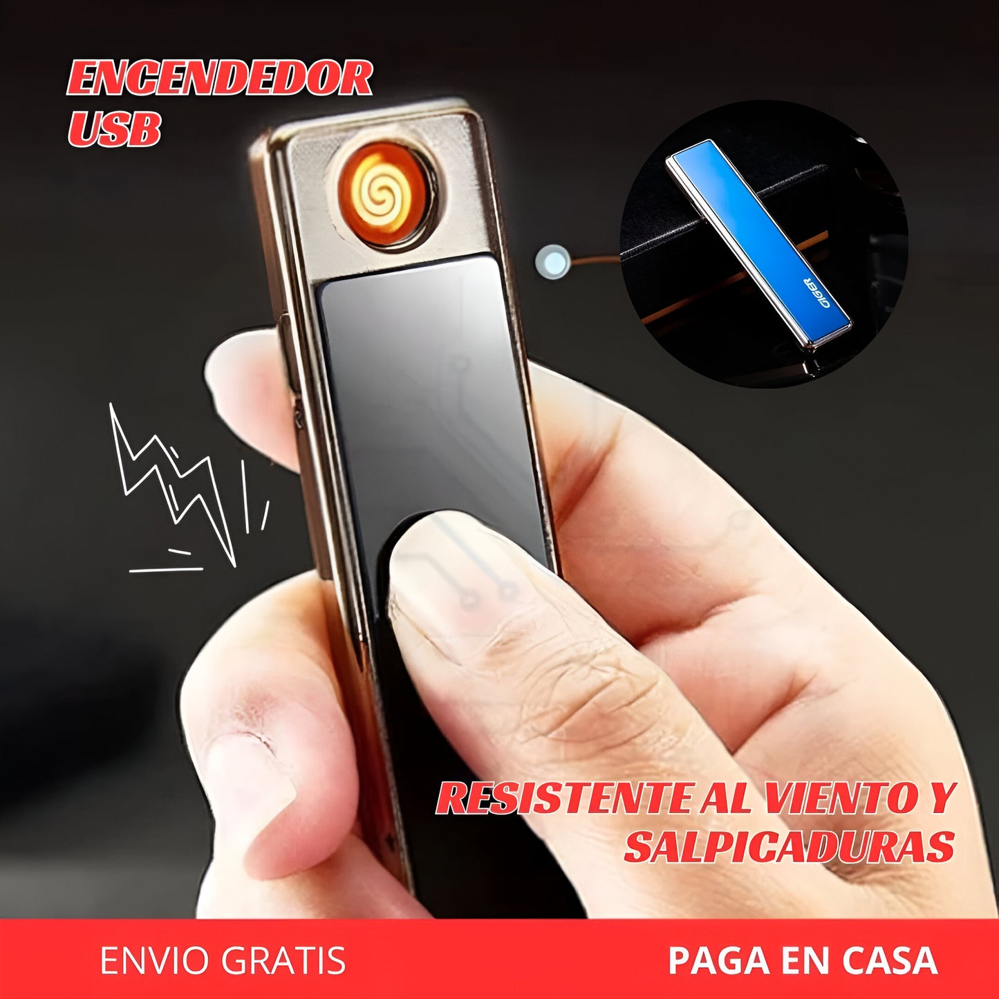 Luminara™ | Encendedor Resistente al viento y salpicaduras Negro UPSELL