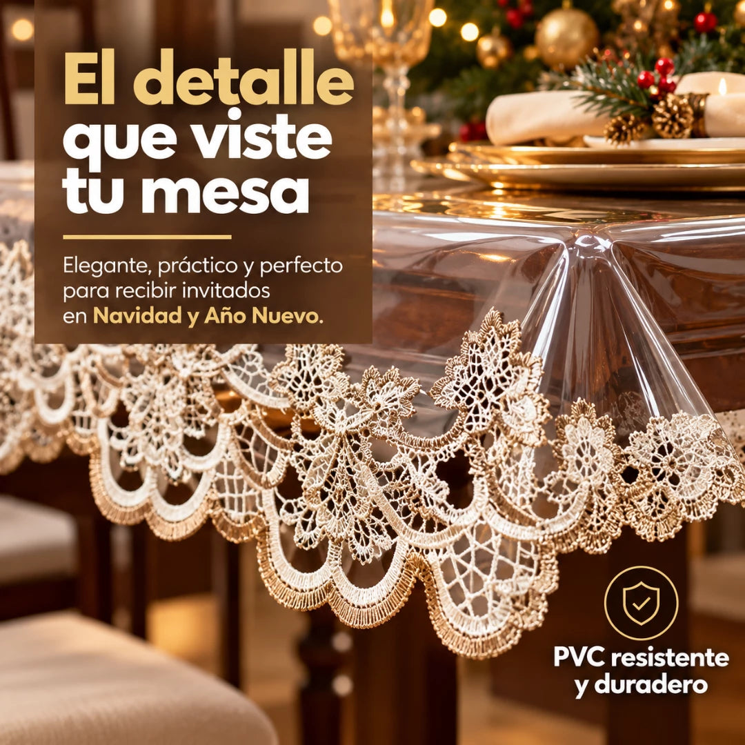 LuxeCover™ Mantel Transparente Lavable 🎄