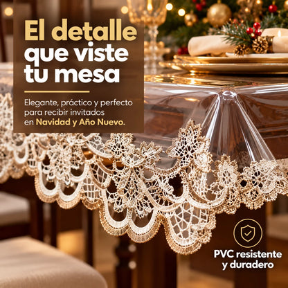 LuxeCover™ Mantel Transparente Lavable 🎄