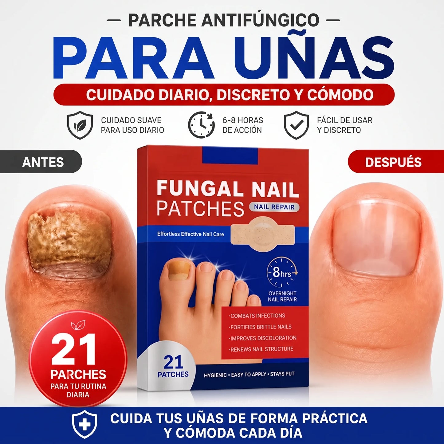 DermaPatch Pro™ Parches antifúngico para hongos (21 Unidades) 🦶