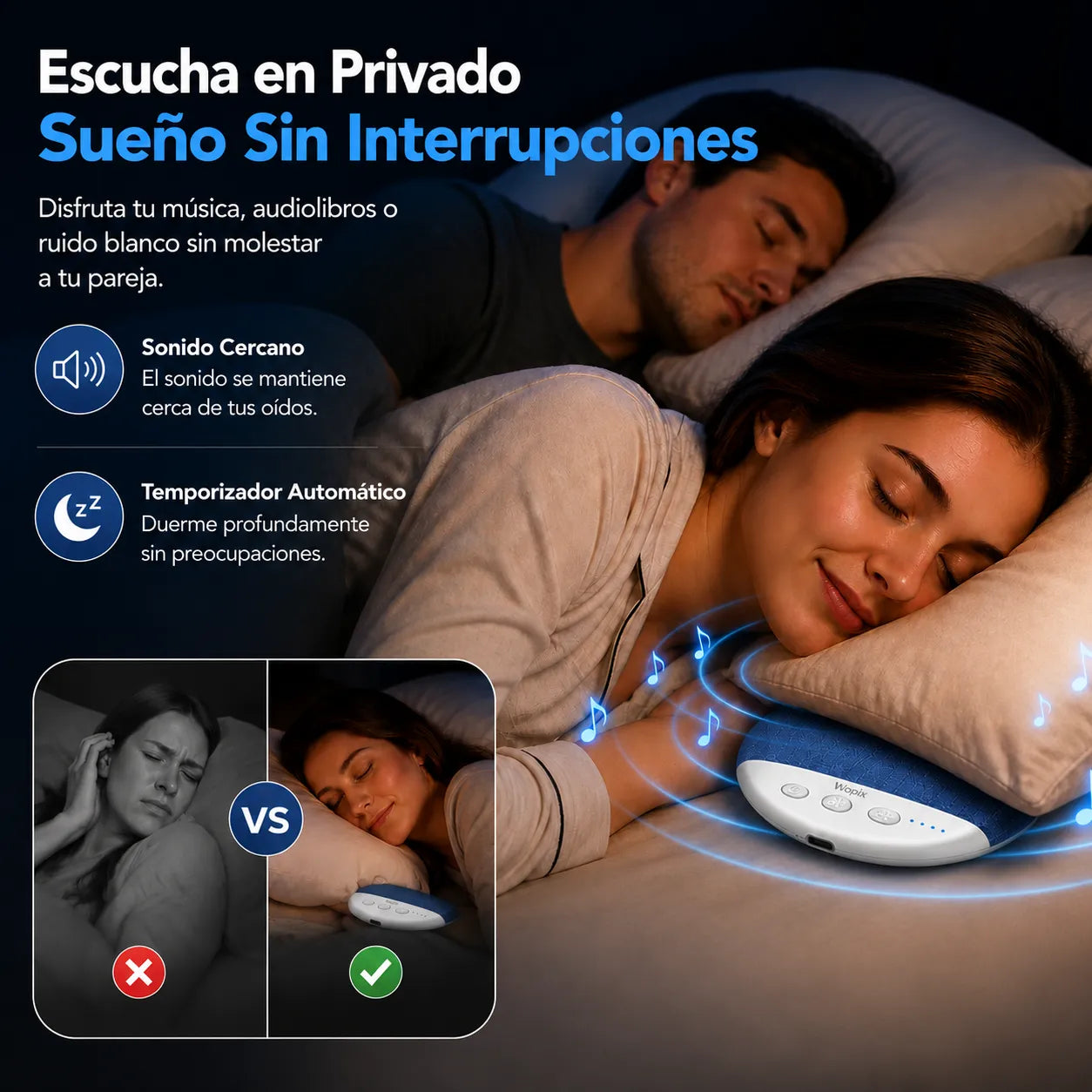 SleepSonic™ Altavoz de Conducción Ósea con Ruido Blanco💤🛏️