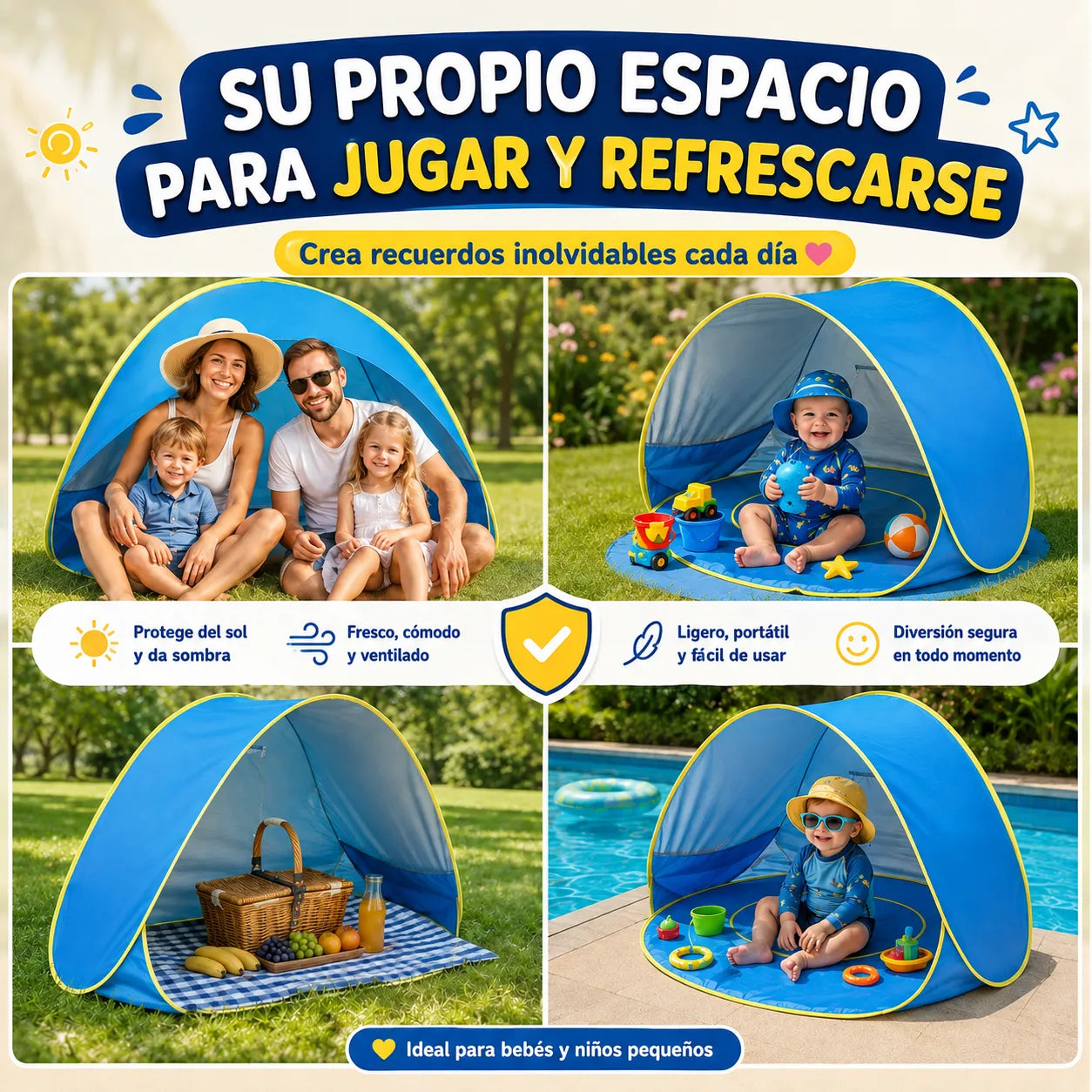 🏖️ SunShade Baby™ Carpa Infantil con Piscina