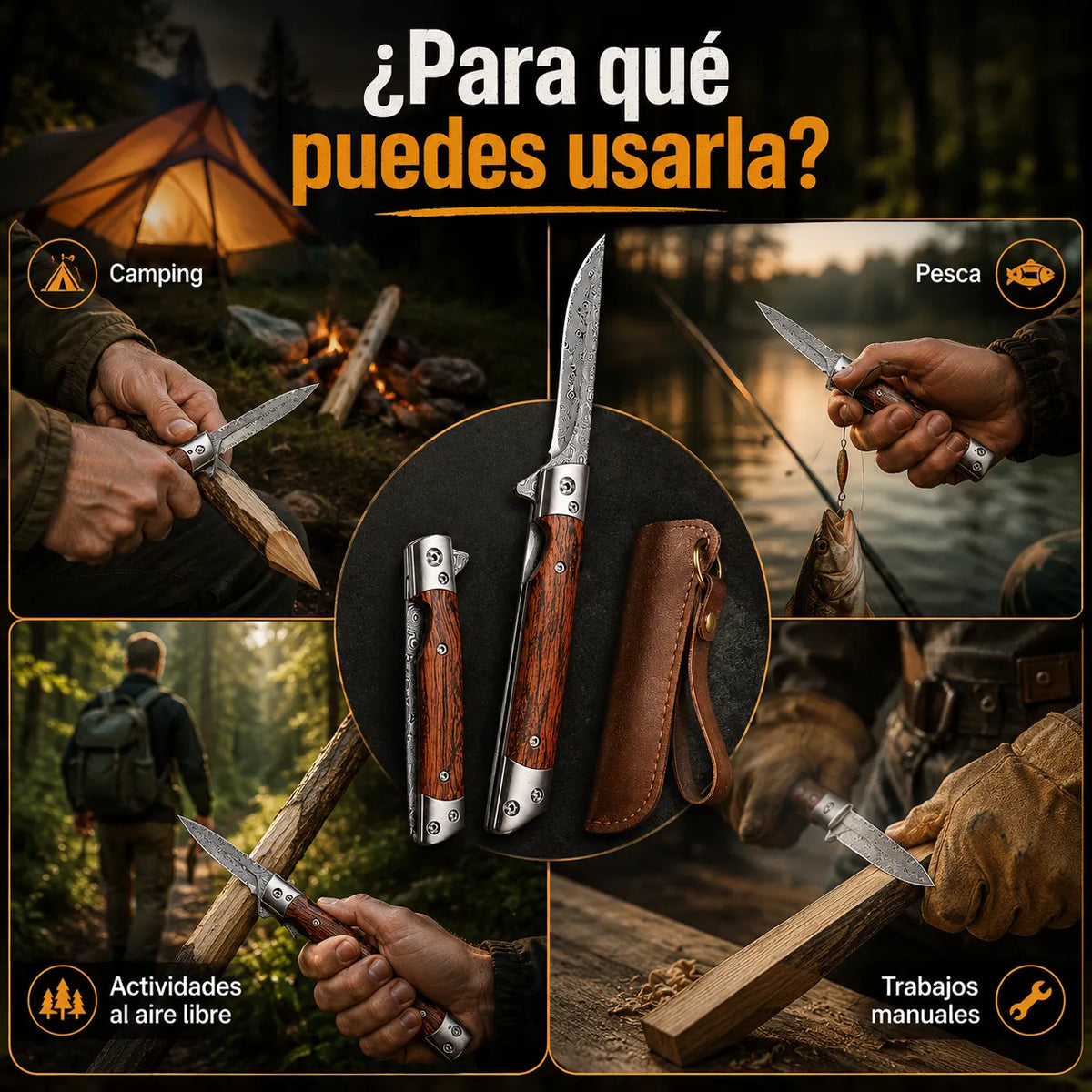 TitanSharpro™ Navaja plegable Mango de Madera UPSELL