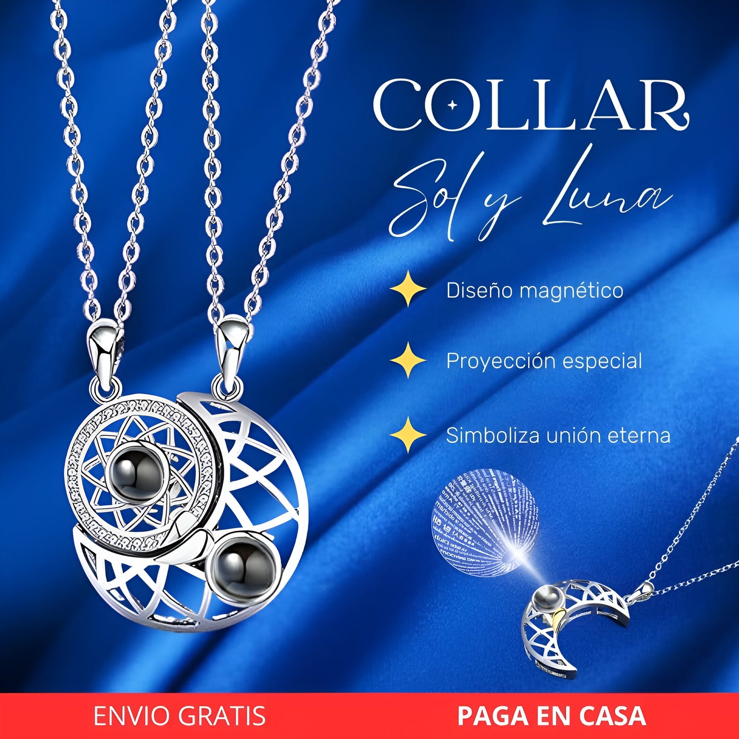 Collar Sol y Luna Plateado